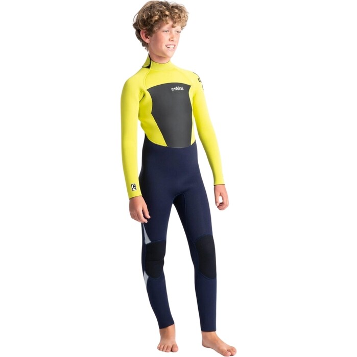 2024 C-Skins Junior Legend 5/4/3mm GBS Back Zip Wetsuit C-LE54JBZ - Slate / Flash Green / Silver